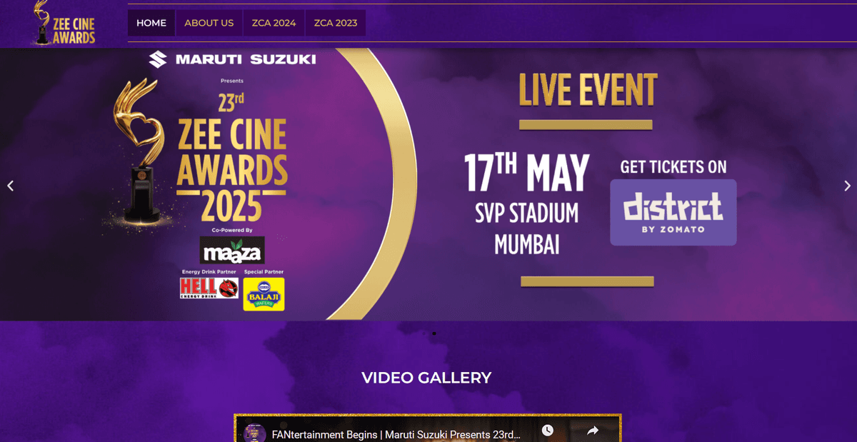 Zee Cine Awards – Website Maintenance