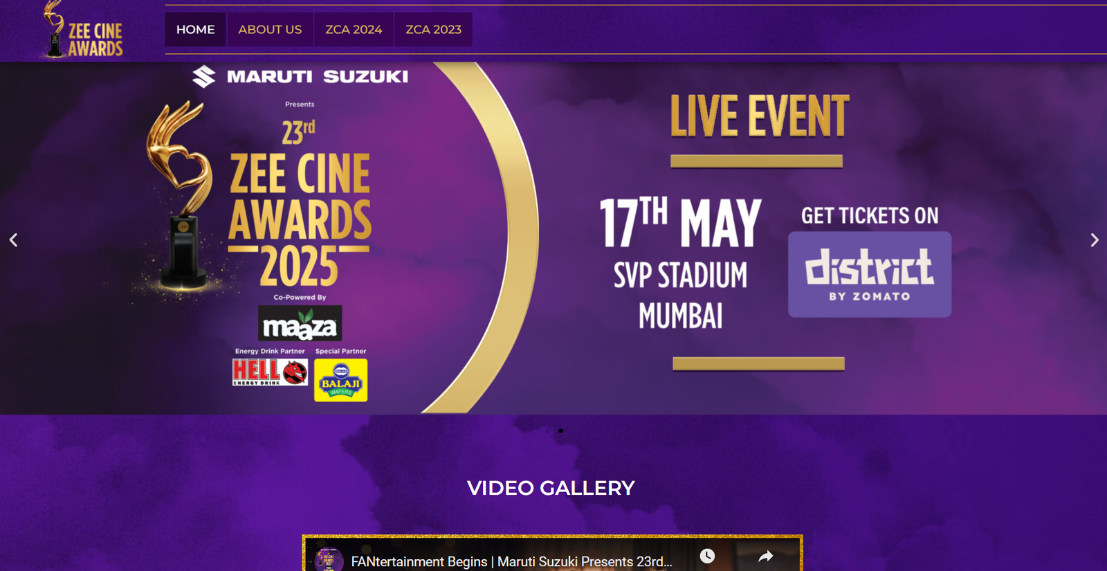 Zee Cine Awards – Website Maintenance